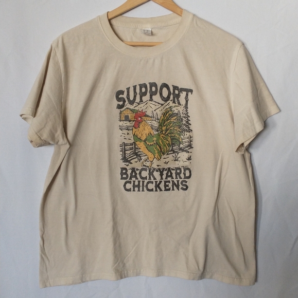 Country Cowgirl Cowboy Support Backyard Chickens Graphic T-Shirt XL - Picture 1 of 5